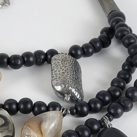 Chico's Tribal Statement Bib Necklace 22 In Black And Earth Tone Layered BOHO - Picture 8 of 12